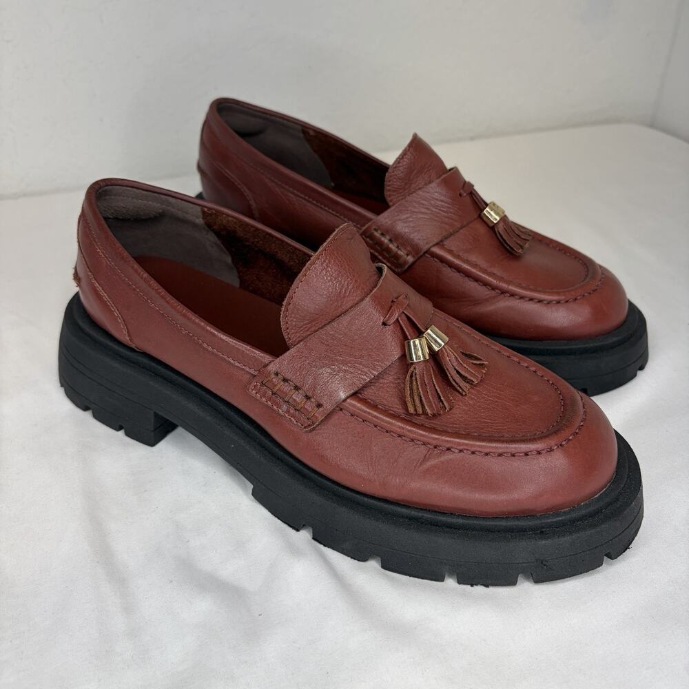 Satinato Maroon Platform Moccasins Size EU39/US8.5 Made in Brazil preppy, casual